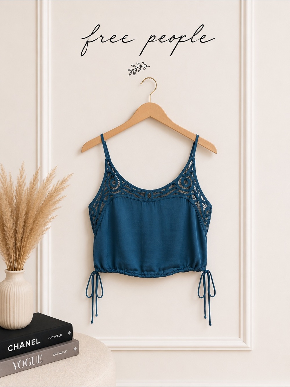 Free People Intimately • Blouson Brami Crop Top • Teal Satin